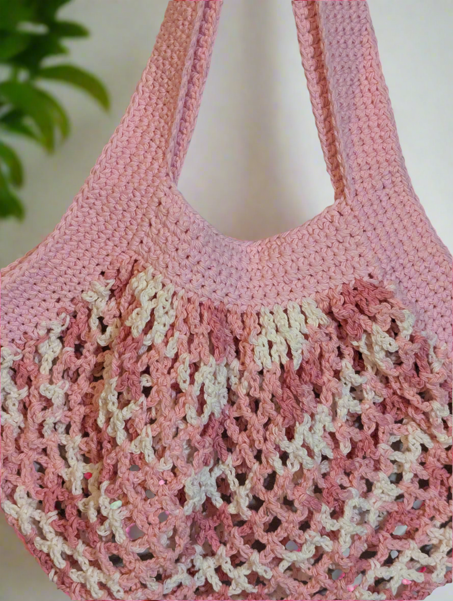 Mesh Market Bag Pink Bag for Her Reusable Shopping Bag Pink Farmer's Market Bag Beach Bag